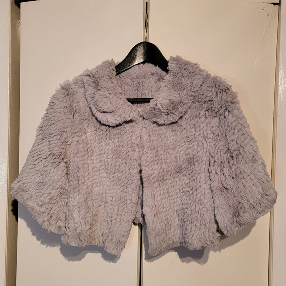 Vintage rabbit fur super soft grey knit capelet - Picture 5 of 7